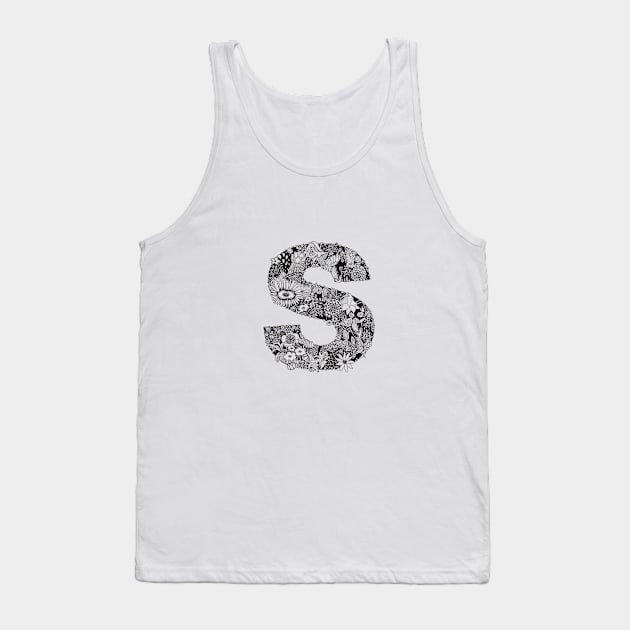 Floral Letter S Tank Top by HayleyLaurenDesign